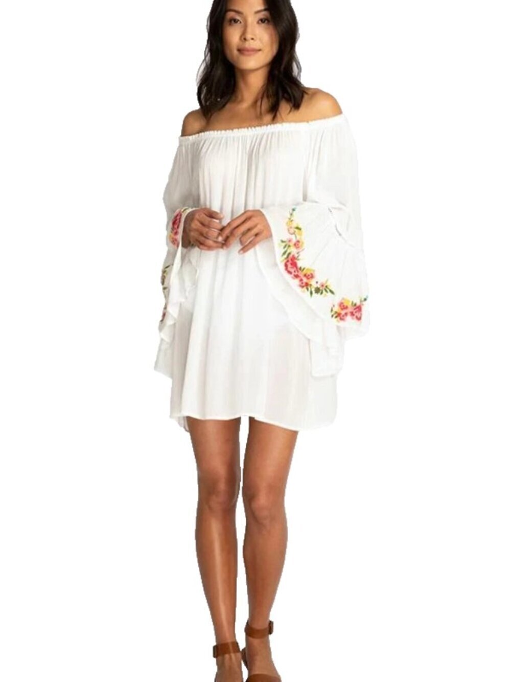 Johnny Was Casey Embroidered Artsy Boho Flowy Tunic Top Short Dress Size S